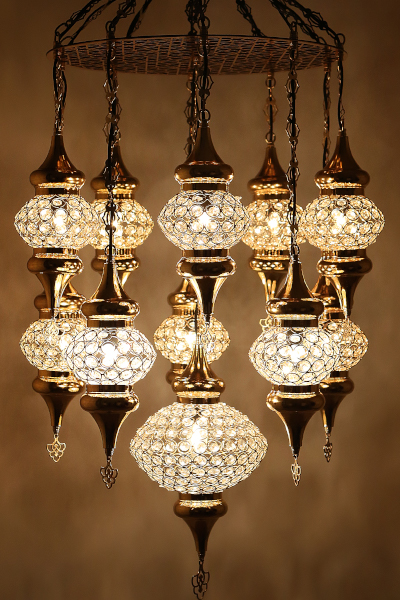 11in1 Elegant Gold Design Crystal Stony Chandelier